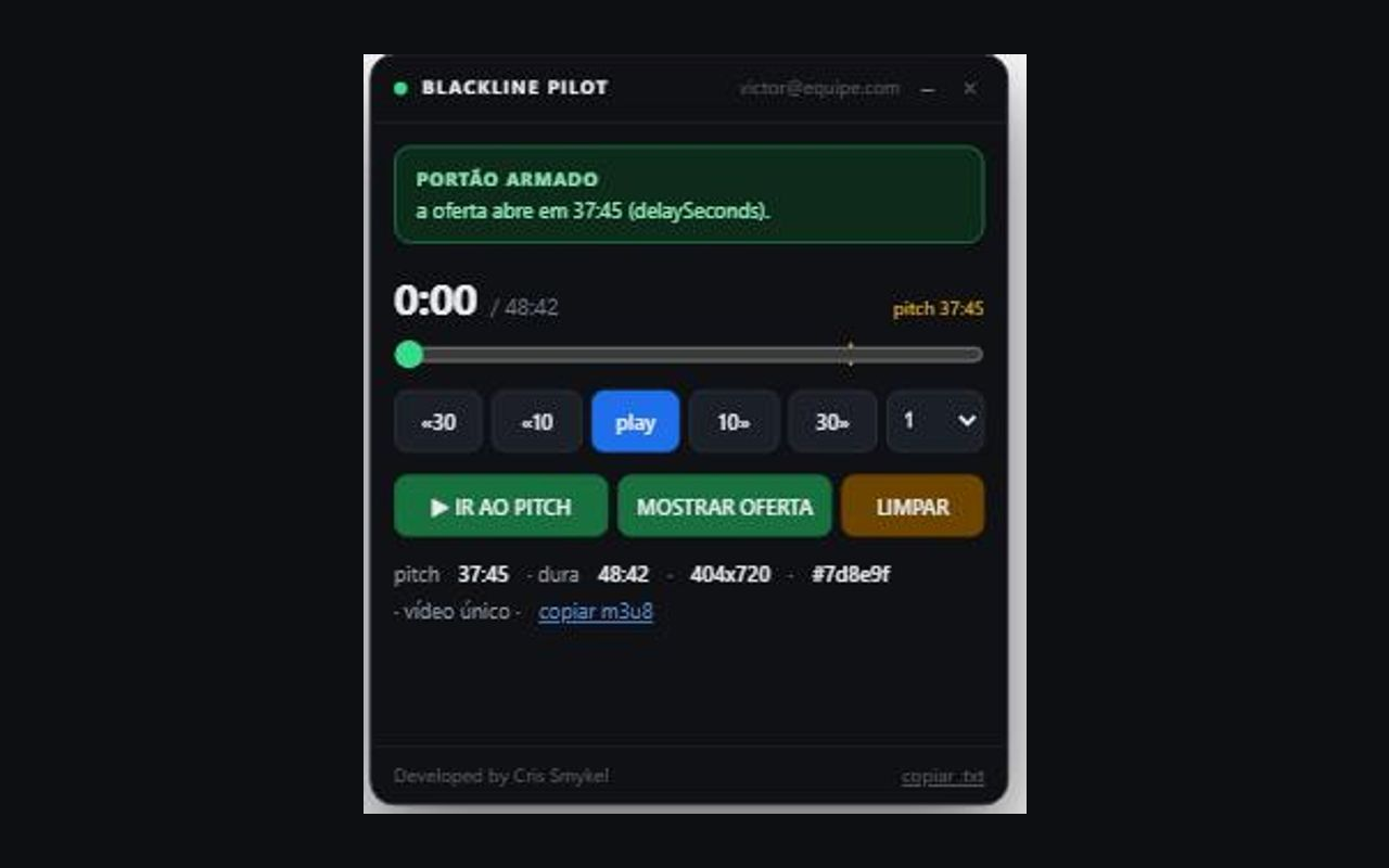 Painel do VSL Reader sobre uma página de vídeo de vendas